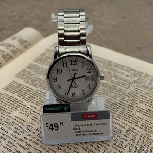 Timex TW2W52900, Easy Reader, Men's, Silvertone Expansion, Indiglo, Date, 35MM